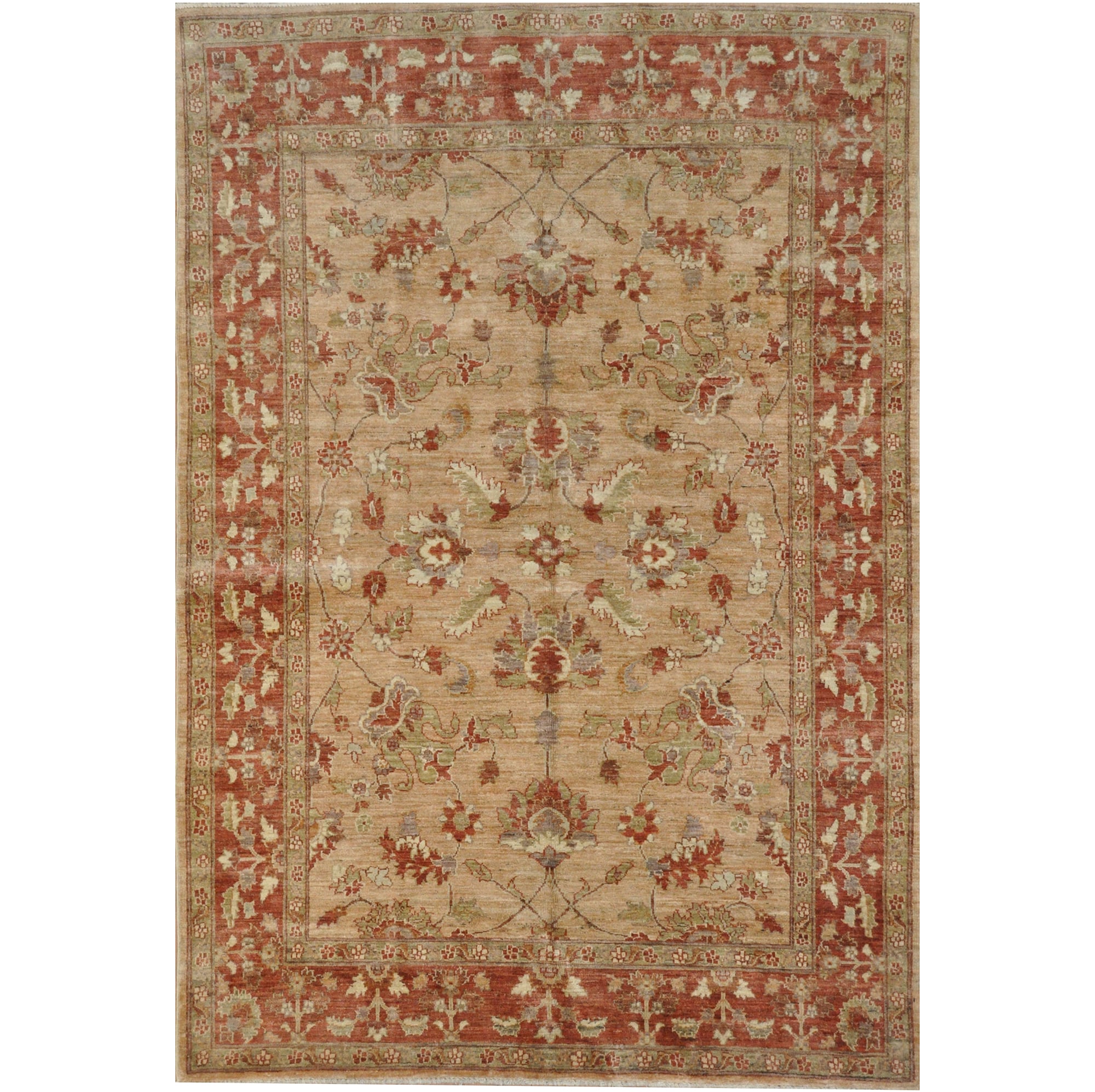 Afghan Hand-knotted Vegetable Dye Oushak Wool Rug (5'7 x 8'2)