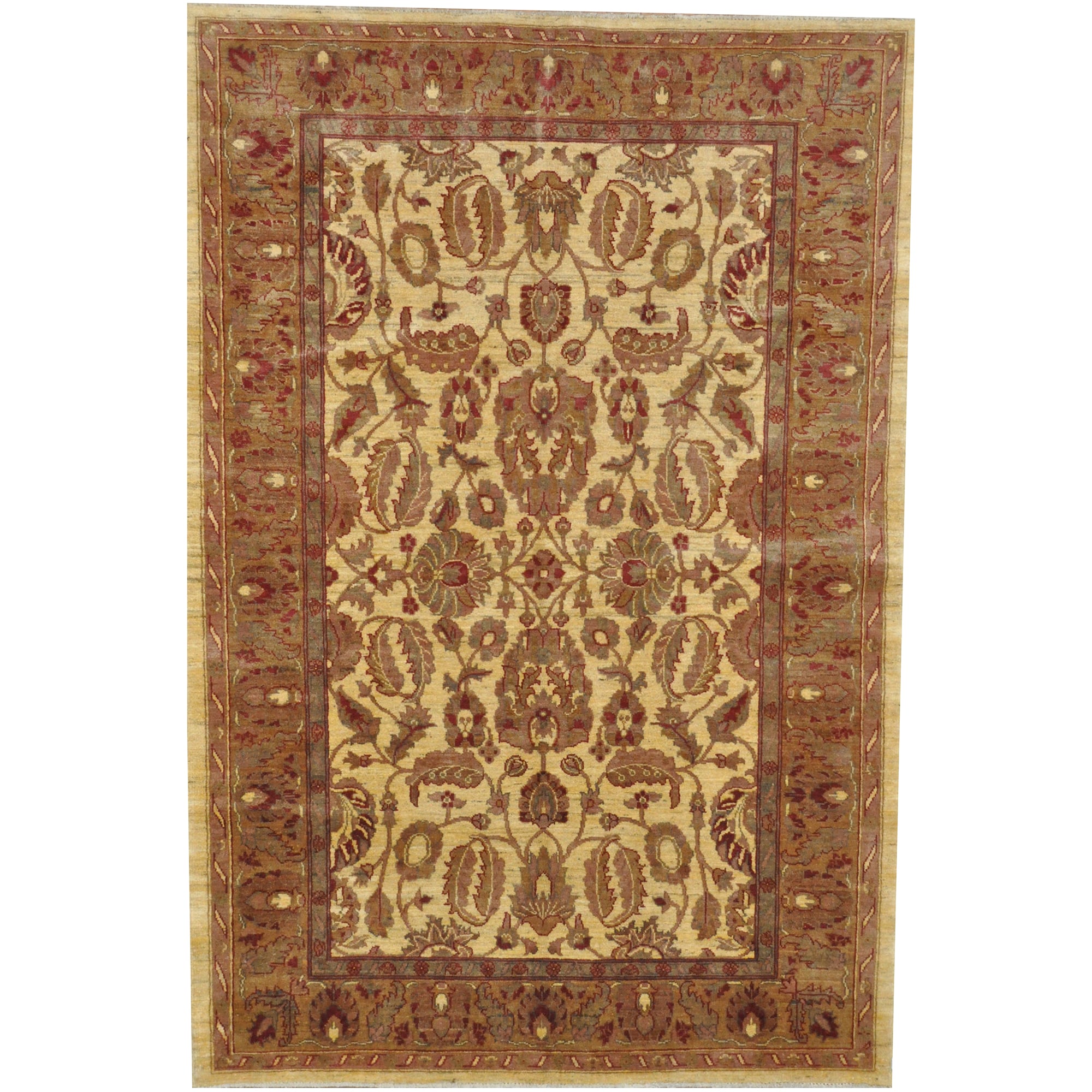 Afghan Hand-knotted Vegetable Dye Oushak Wool Rug (5'5 x 8'1)