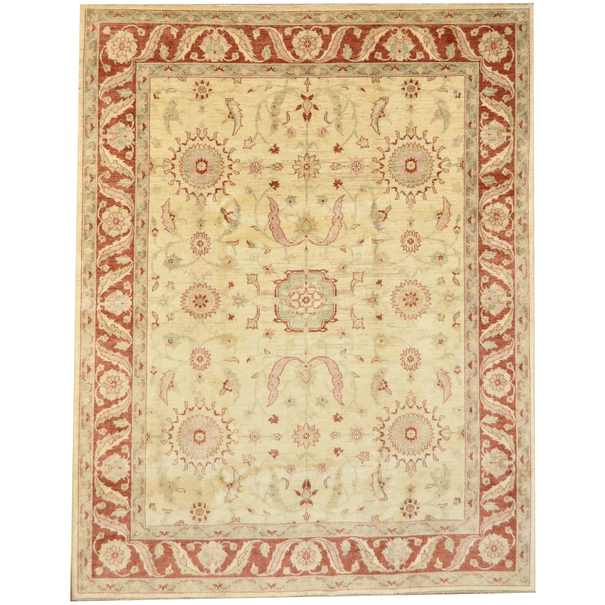 Afghan Hand-knotted Vegetable Dye Oushak Wool Rug (7'4 x 9'4)