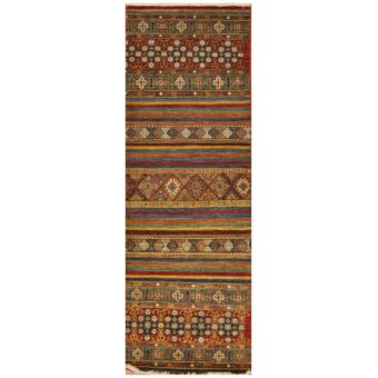 Afghan Hand-Knotted Khorjeen Kazak Wool Runner (2'10 x 8'1)