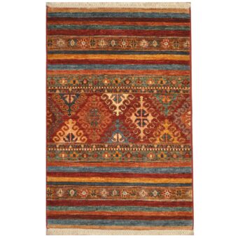 Afghan Hand-Knotted Khorjeen Kazak Wool Rug (2' x 3')