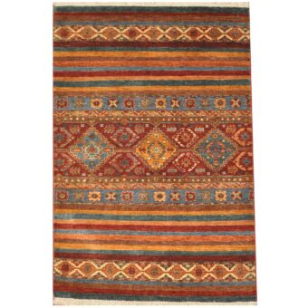 Afghan Hand-Knotted Khorjeen Kazak Wool Rug (3'4 x 5')