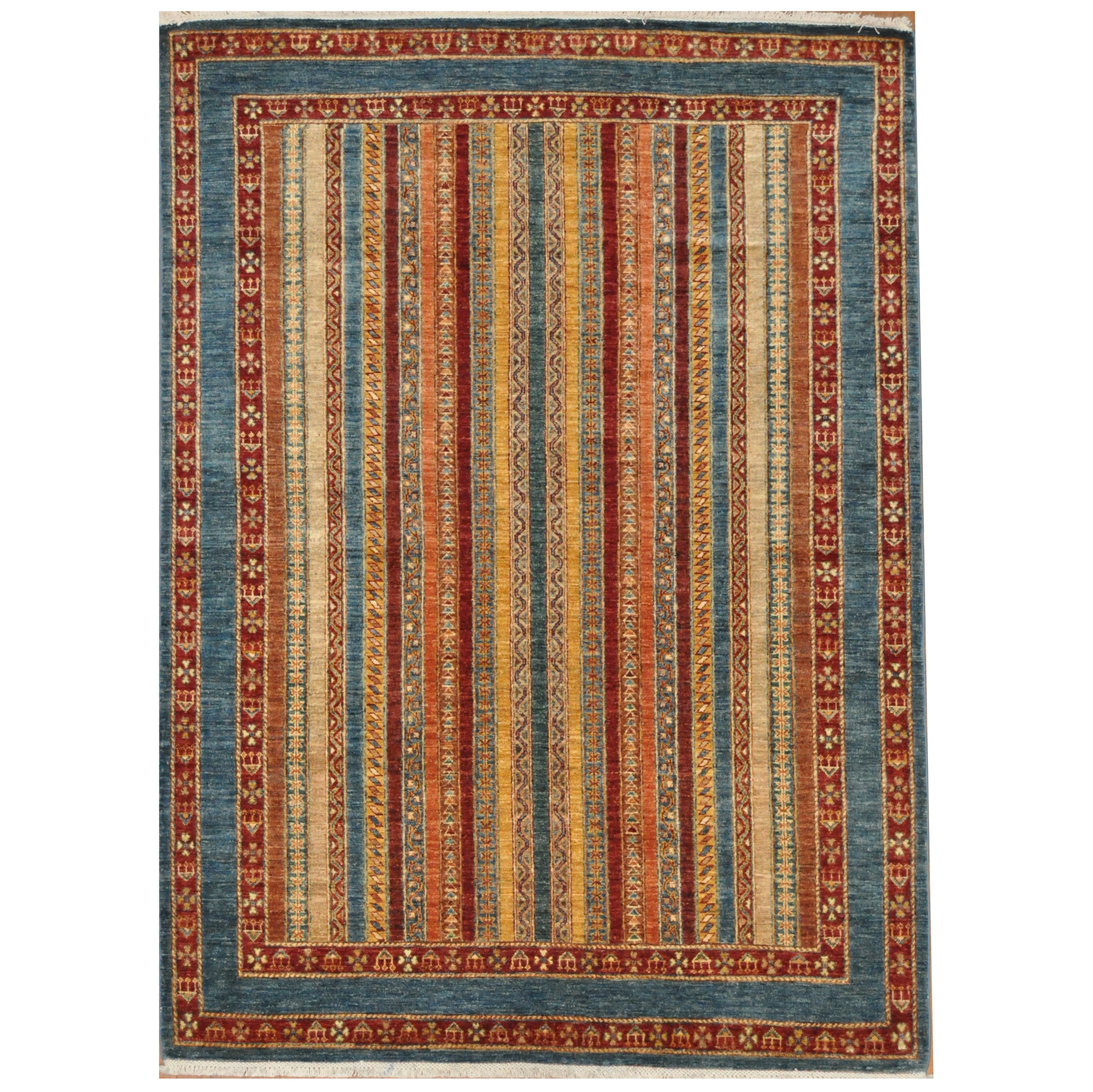Afghan Hand-Knotted Khorjeen Kazak Wool Rug (5'7 x 7'8)
