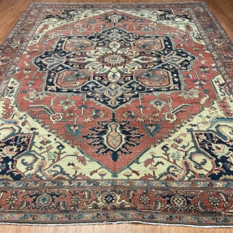1880s Antique Handmade Persian Serapi Wool Rug (9'7 x 12'6)