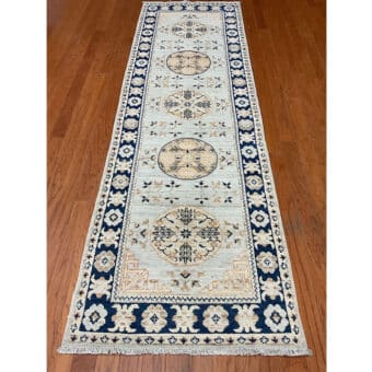 Afghan Hand-knotted Vegetable Dye Oushak Wool Runner (2'8 x 8'7)