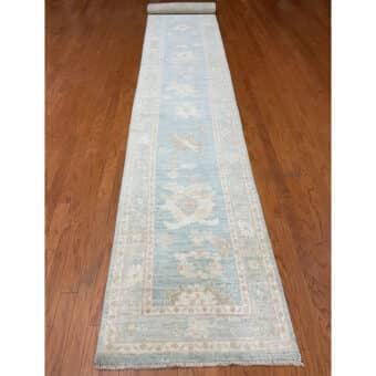 Afghan Hand-knotted Vegetable Dye Oushak Wool Runner (2'10 x 19'5)