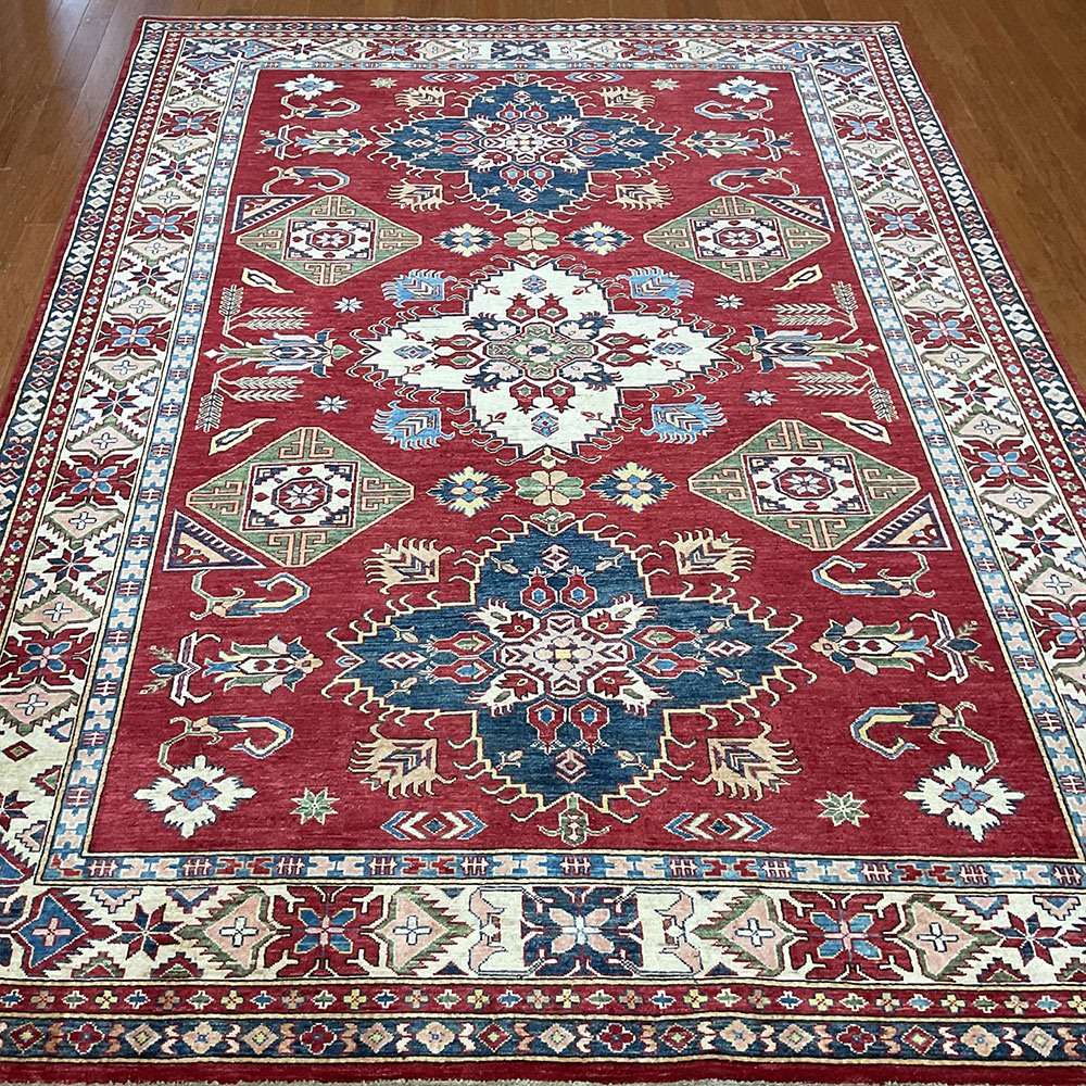 Afghan Hand-knotted Super Kazak Wool Rug (6'9 x 9'3)